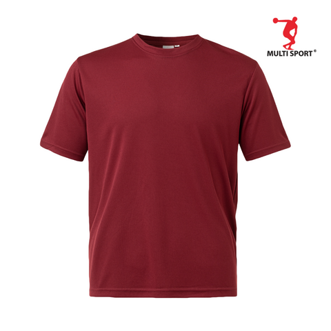 MULTISPORT QUICK DRY MICROFIBER MINI EYELET ROUND NECK PLAIN TEE SENIOR & JUNIOR (MAROON)